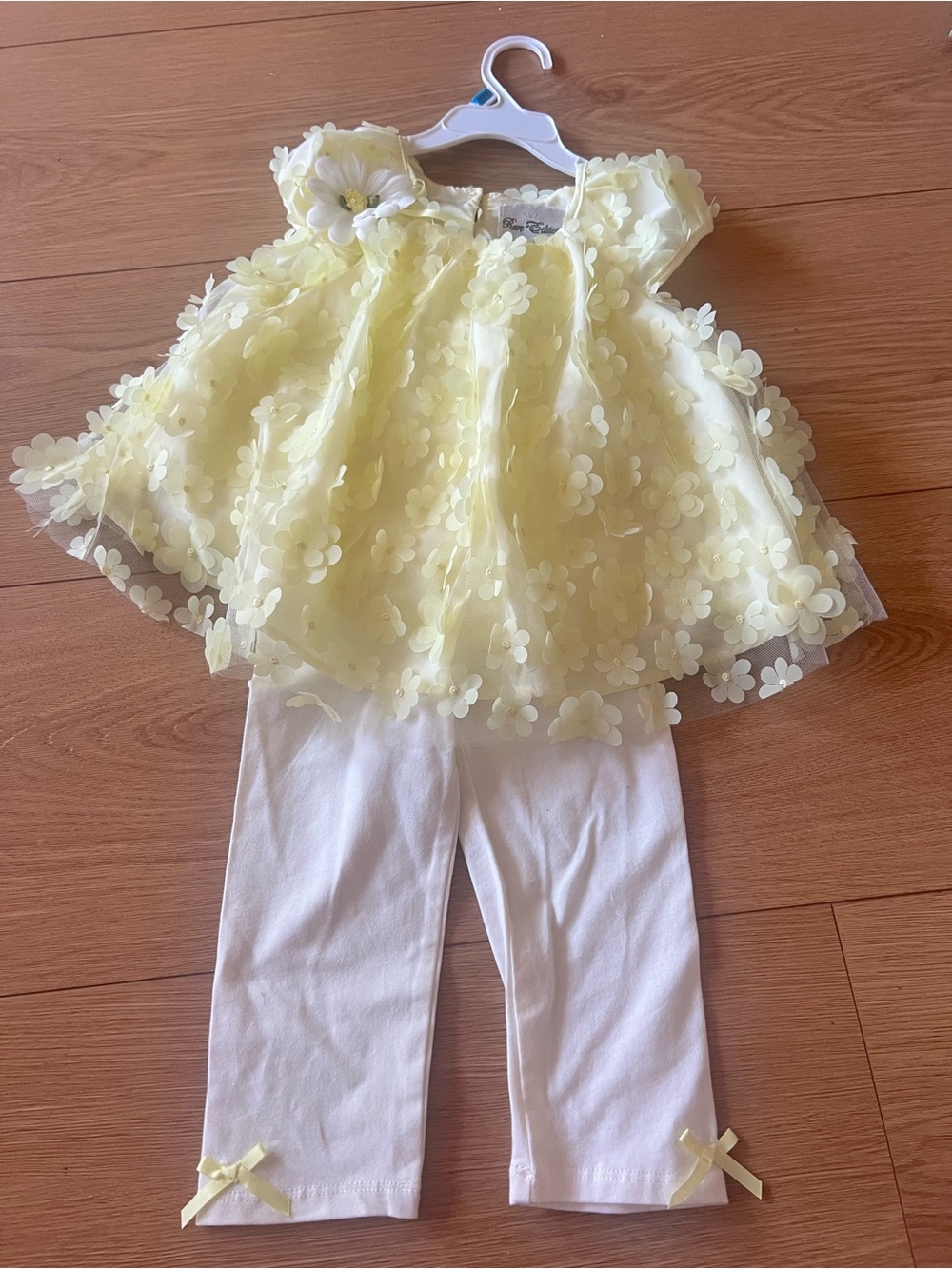 Yellow Floral Tulle Dress & Legging Set for Kids